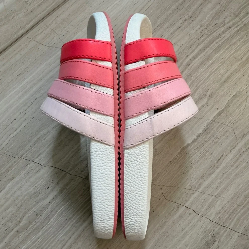 Janie and Jack Ombre Pool Slide Multi Strap Pink Red Beach Summer Vacation 9 EUC